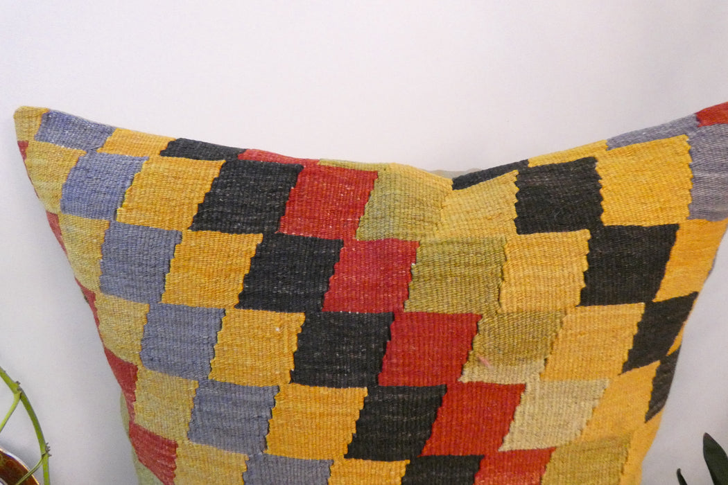 Handmade Turkish Kilim Cushion Cover 70 x 70cm with Insert | Original Anatolian Kilim | Organic Cotton Backing | TK26-C751- Rugs Direct 