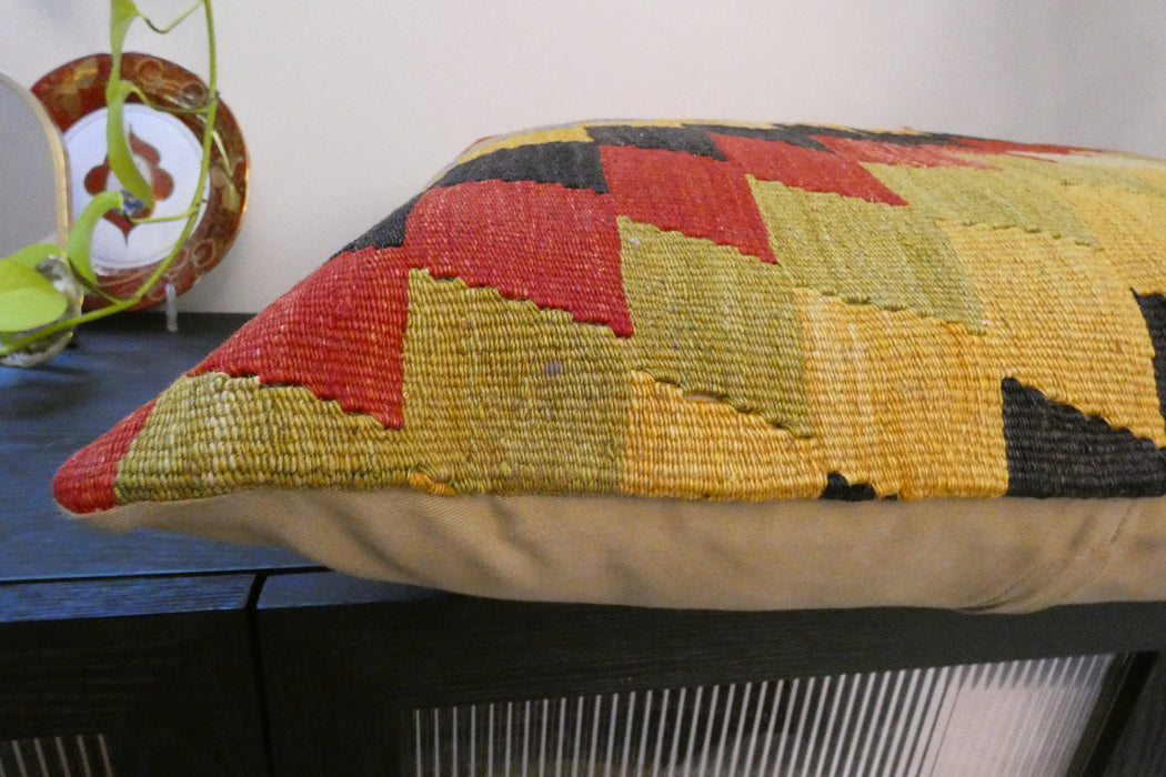 Handmade Turkish Kilim Cushion Cover 70 x 70cm with Insert | Original Anatolian Kilim | Organic Cotton Backing | TK26-C751- Rugs Direct 