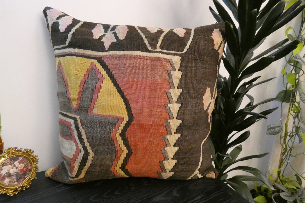 Handmade Turkish Kilim Cushion Cover 70 x 70cm with Insert | Original Anatolian Kilim | Organic Cotton Backing | TK26-C740- Rugs Direct 