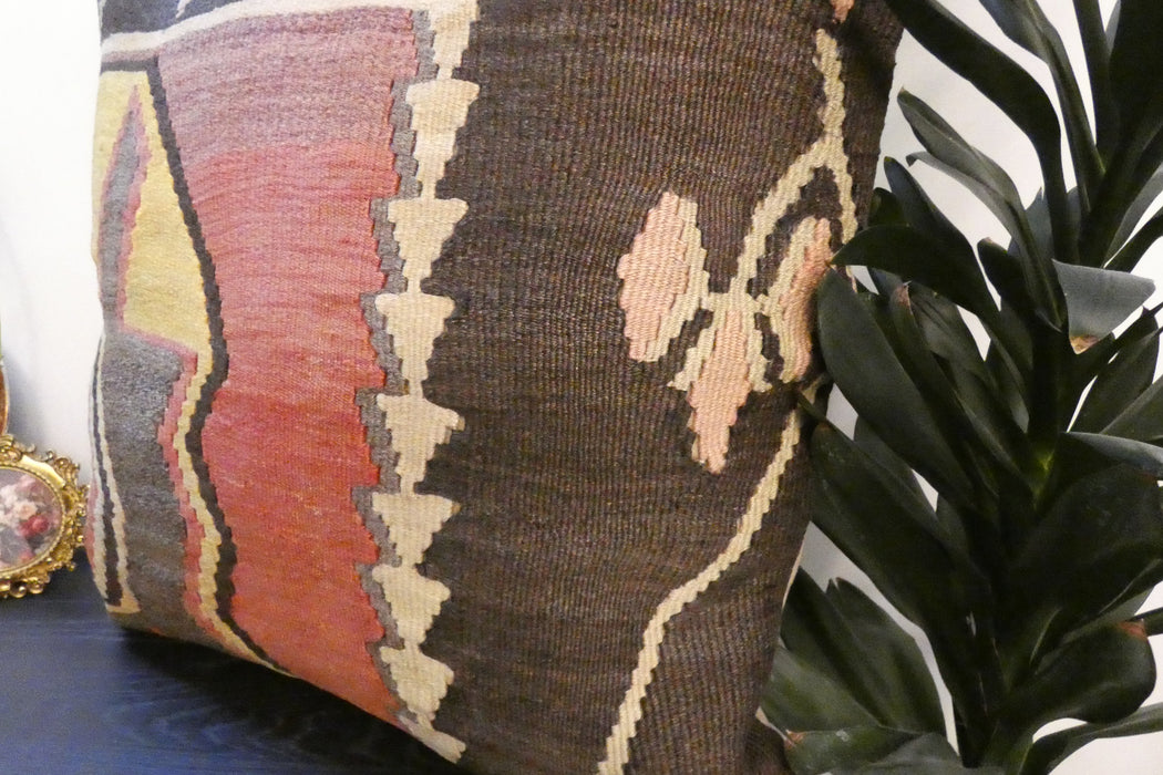 Handmade Turkish Kilim Cushion Cover 70 x 70cm with Insert | Original Anatolian Kilim | Organic Cotton Backing | TK26-C740- Rugs Direct 