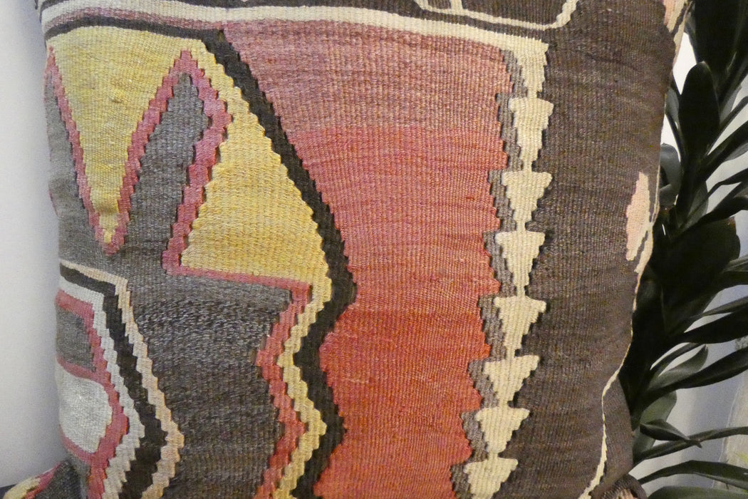 Handmade Turkish Kilim Cushion Cover 70 x 70cm with Insert | Original Anatolian Kilim | Organic Cotton Backing | TK26-C740- Rugs Direct 