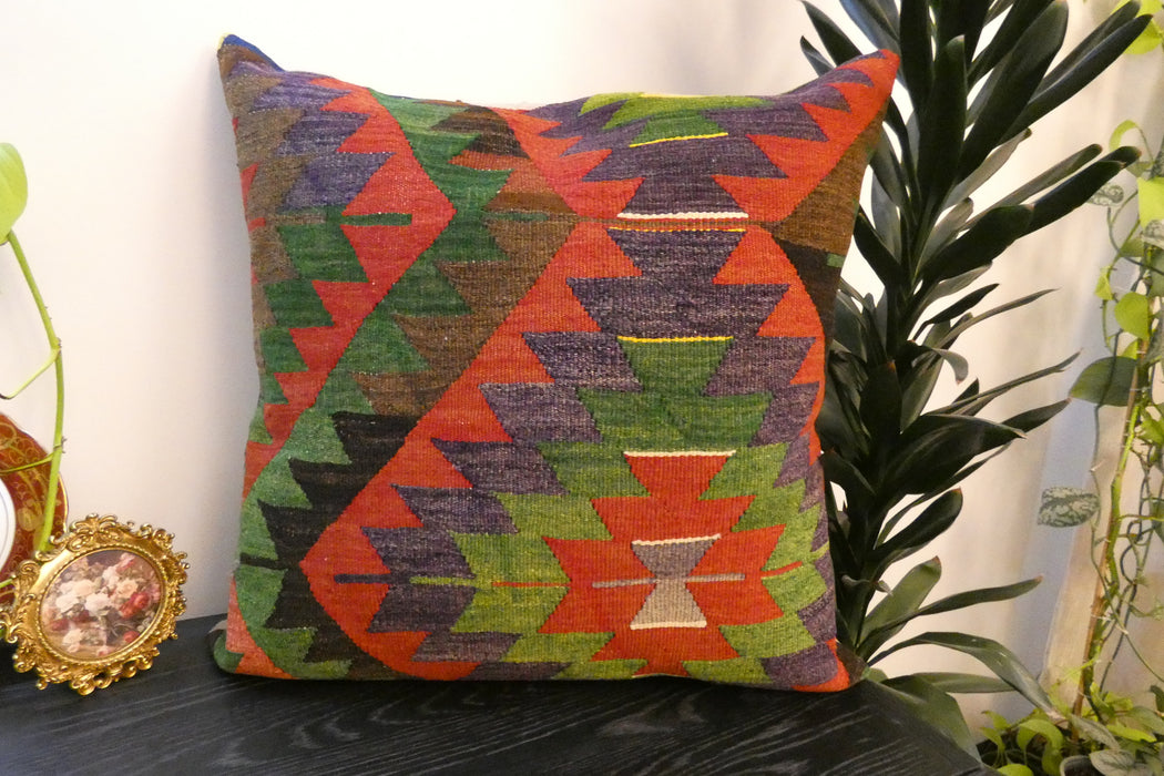Handmade Turkish Kilim Cushion Cover 70 x 70cm with Insert | Original Anatolian Kilim | Organic Cotton Backing | TK26-C738- Rugs Direct 