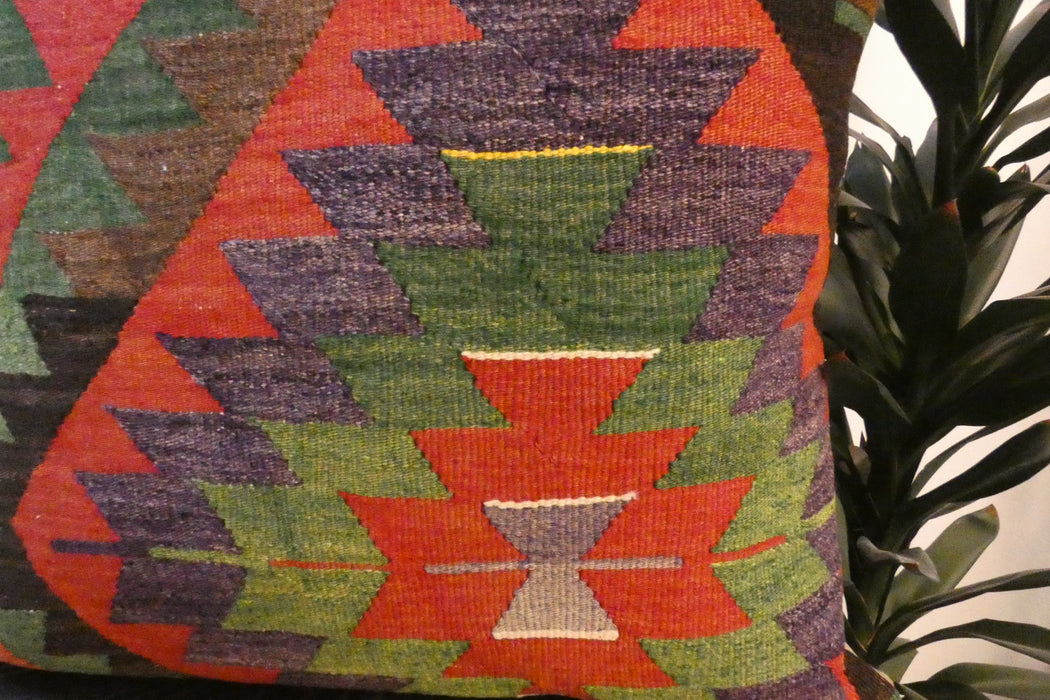 Handmade Turkish Kilim Cushion Cover 70 x 70cm with Insert | Original Anatolian Kilim | Organic Cotton Backing | TK26-C738- Rugs Direct 