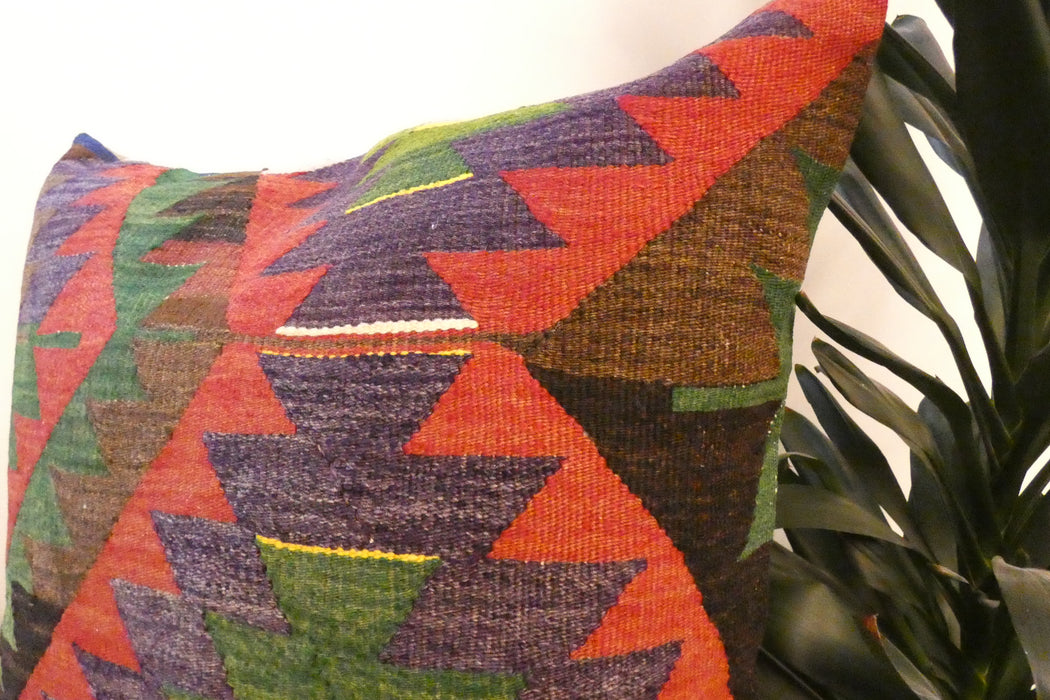 Handmade Turkish Kilim Cushion Cover 70 x 70cm with Insert | Original Anatolian Kilim | Organic Cotton Backing | TK26-C738- Rugs Direct 