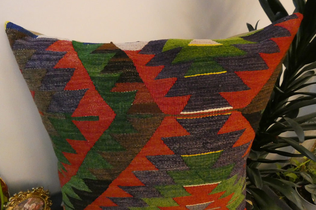 Handmade Turkish Kilim Cushion Cover 70 x 70cm with Insert | Original Anatolian Kilim | Organic Cotton Backing | TK26-C738- Rugs Direct 