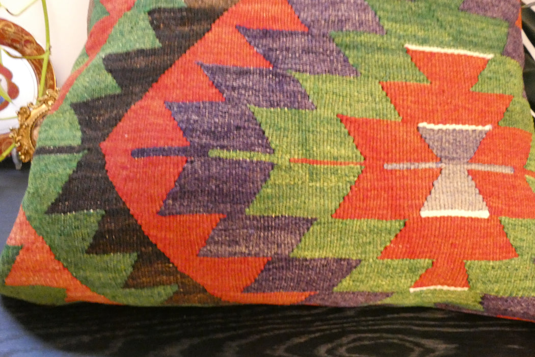 Handmade Turkish Kilim Cushion Cover 70 x 70cm with Insert | Original Anatolian Kilim | Organic Cotton Backing | TK26-C738- Rugs Direct 