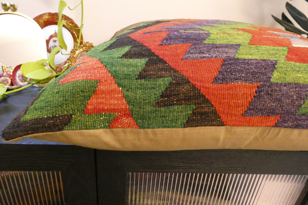Handmade Turkish Kilim Cushion Cover 70 x 70cm with Insert | Original Anatolian Kilim | Organic Cotton Backing | TK26-C738- Rugs Direct 