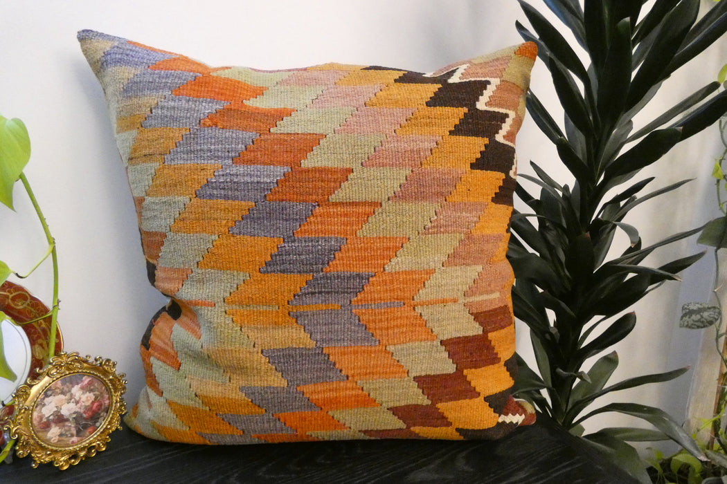 Handmade Turkish Kilim Cushion Cover 70 x 70cm with Insert | Original Anatolian Kilim | Organic Cotton Backing | TK26-C745- Rugs Direct 