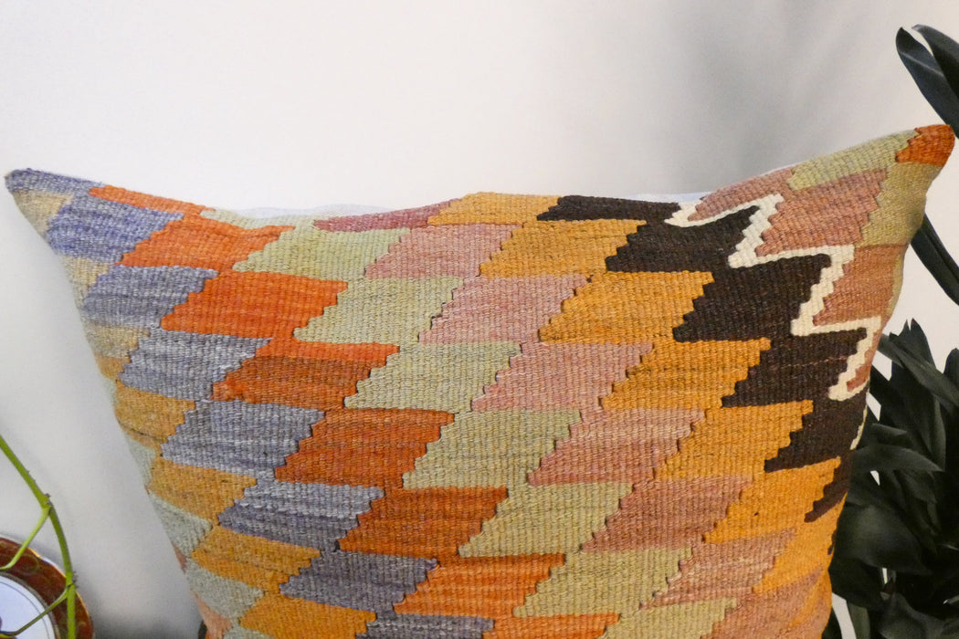 Handmade Turkish Kilim Cushion Cover 70 x 70cm with Insert | Original Anatolian Kilim | Organic Cotton Backing | TK26-C745- Rugs Direct 