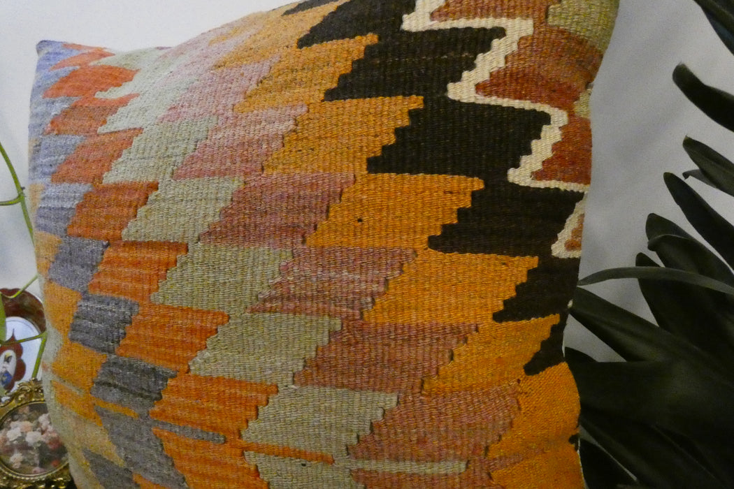 Handmade Turkish Kilim Cushion Cover 70 x 70cm with Insert | Original Anatolian Kilim | Organic Cotton Backing | TK26-C745- Rugs Direct 