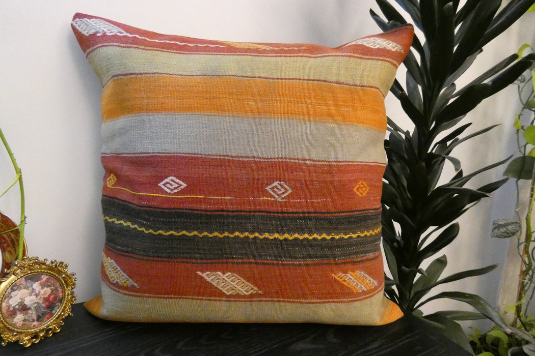 Handmade Turkish Kilim Cushion Cover 70 x 70cm with Insert | Original Anatolian Kilim | Organic Cotton Backing | TK26-C744- Rugs Direct 