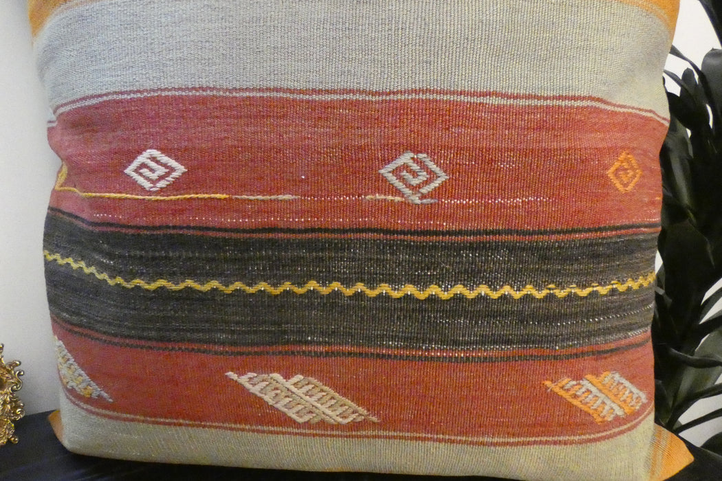 Handmade Turkish Kilim Cushion Cover 70 x 70cm with Insert | Original Anatolian Kilim | Organic Cotton Backing | TK26-C744- Rugs Direct 