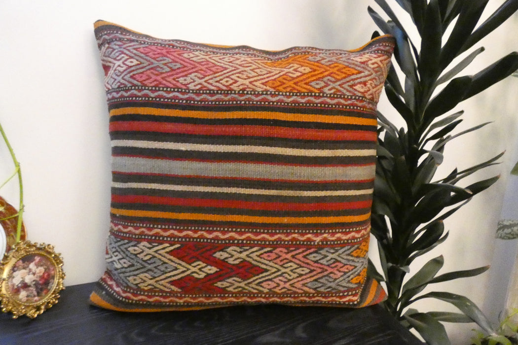Handmade Turkish Kilim Cushion Cover 70 x 70cm with Insert | Original Anatolian Kilim | Organic Cotton Backing | TK26-C746- Rugs Direct 