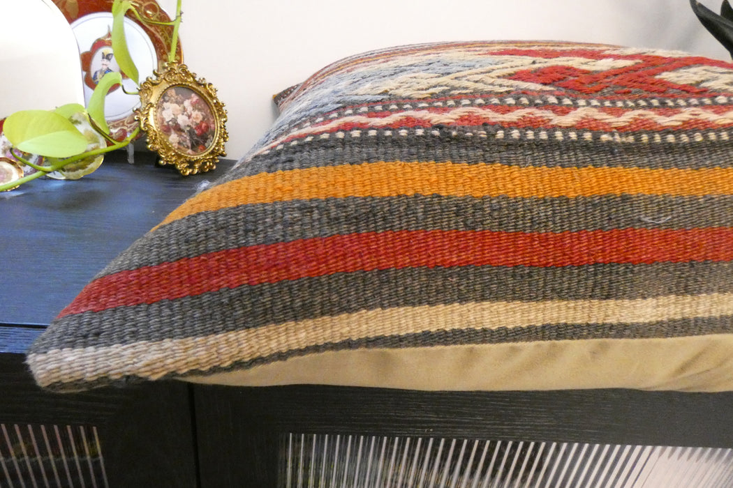 Handmade Turkish Kilim Cushion Cover 70 x 70cm with Insert | Original Anatolian Kilim | Organic Cotton Backing | TK26-C746- Rugs Direct 