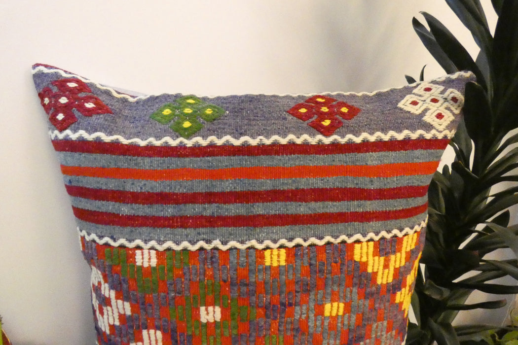 Handmade Turkish Kilim Cushion Cover 70 x 70cm with Insert | Original Anatolian Kilim | Organic Cotton Backing | TK26-C750- Rugs Direct 