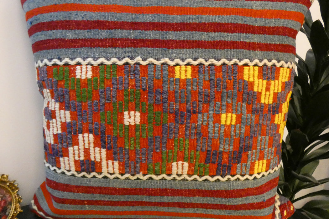 Handmade Turkish Kilim Cushion Cover 70 x 70cm with Insert | Original Anatolian Kilim | Organic Cotton Backing | TK26-C750- Rugs Direct 