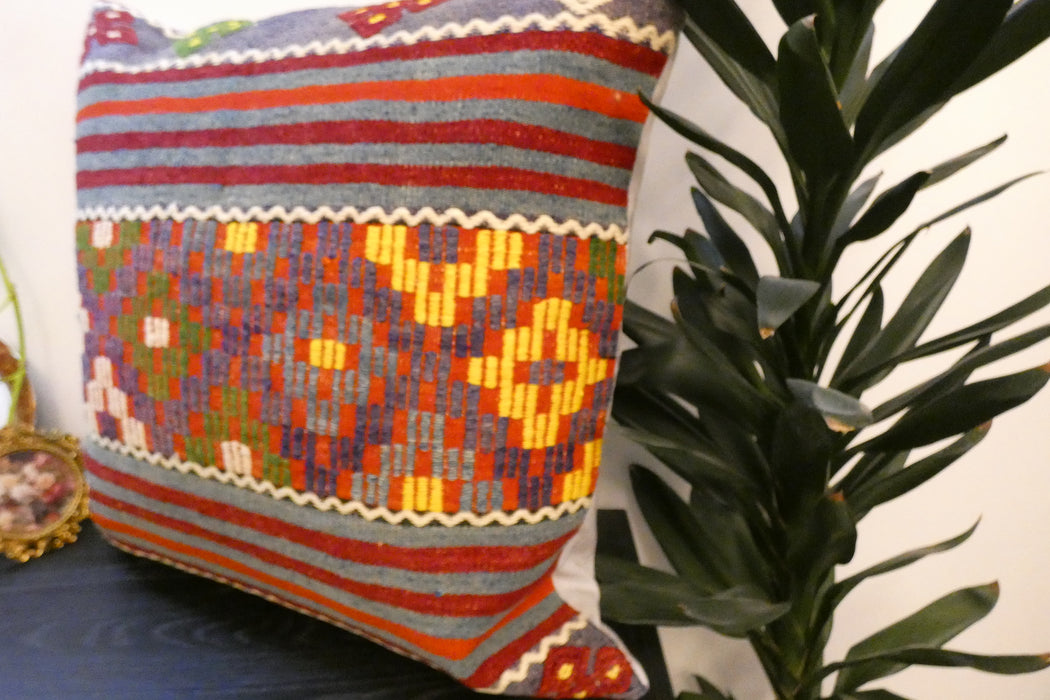 Handmade Turkish Kilim Cushion Cover 70 x 70cm with Insert | Original Anatolian Kilim | Organic Cotton Backing | TK26-C750- Rugs Direct 