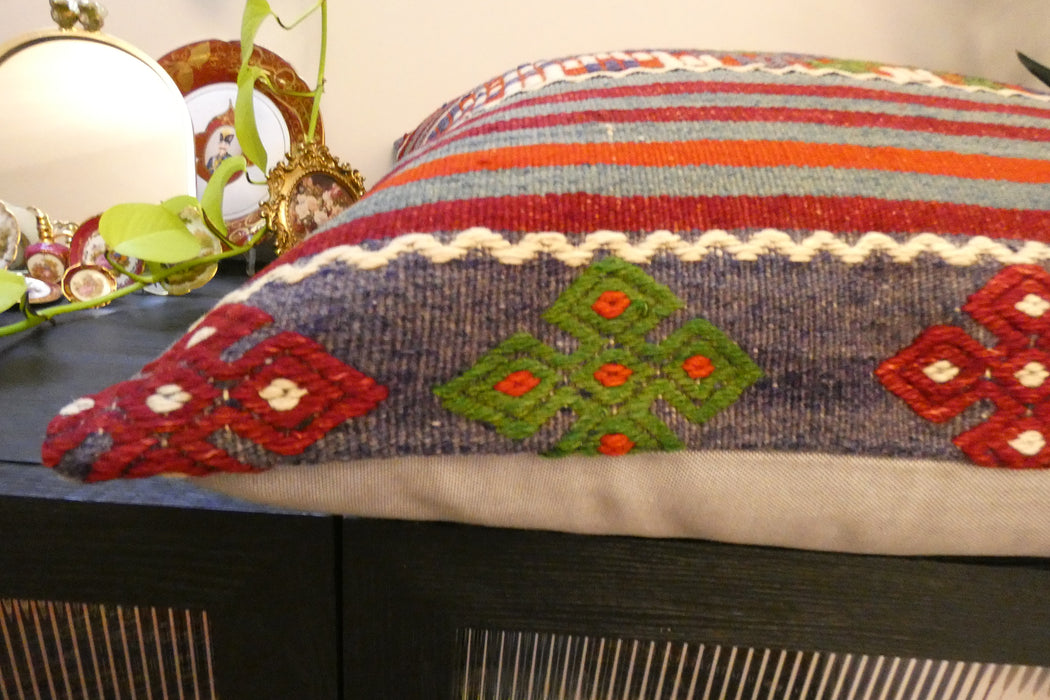 Handmade Turkish Kilim Cushion Cover 70 x 70cm with Insert | Original Anatolian Kilim | Organic Cotton Backing | TK26-C750- Rugs Direct 
