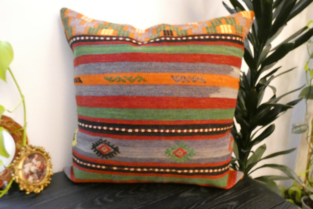 Handmade Turkish Kilim Cushion Cover 70 x 70cm with Insert | Original Anatolian Kilim | Organic Cotton Backing | TK26-C748- Rugs Direct 