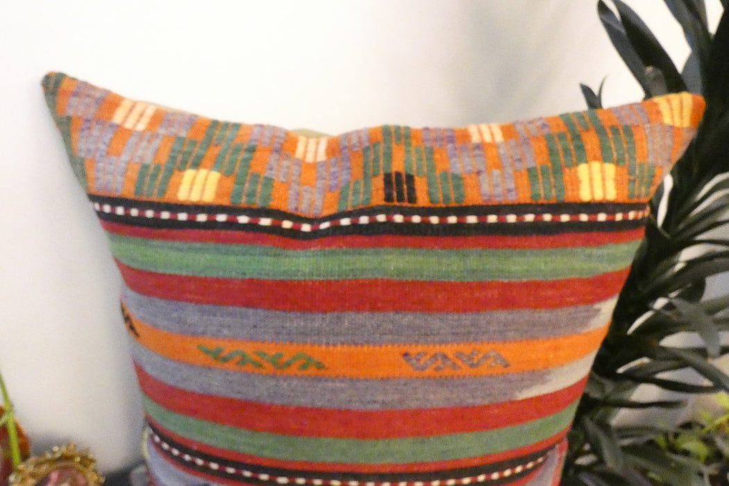 Handmade Turkish Kilim Cushion Cover 70 x 70cm with Insert | Original Anatolian Kilim | Organic Cotton Backing | TK26-C748- Rugs Direct 