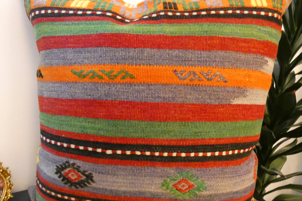 Handmade Turkish Kilim Cushion Cover 70 x 70cm with Insert | Original Anatolian Kilim | Organic Cotton Backing | TK26-C748- Rugs Direct 