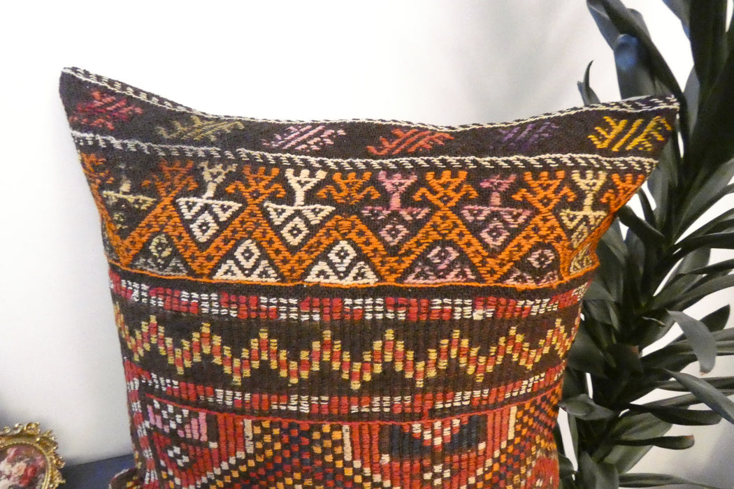 Handmade Turkish Kilim Cushion Cover 70 x 70cm with Insert | Original Anatolian Kilim | Organic Cotton Backing | TK26-C749- Rugs Direct 