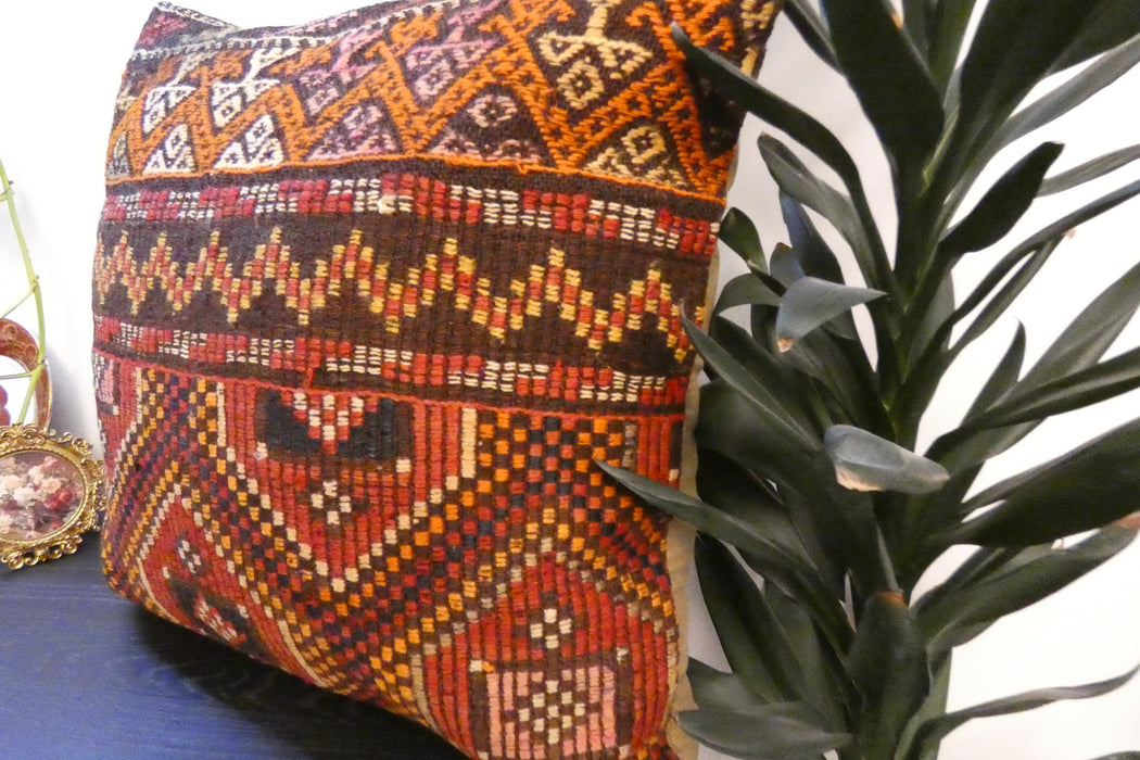 Handmade Turkish Kilim Cushion Cover 70 x 70cm with Insert | Original Anatolian Kilim | Organic Cotton Backing | TK26-C749- Rugs Direct 