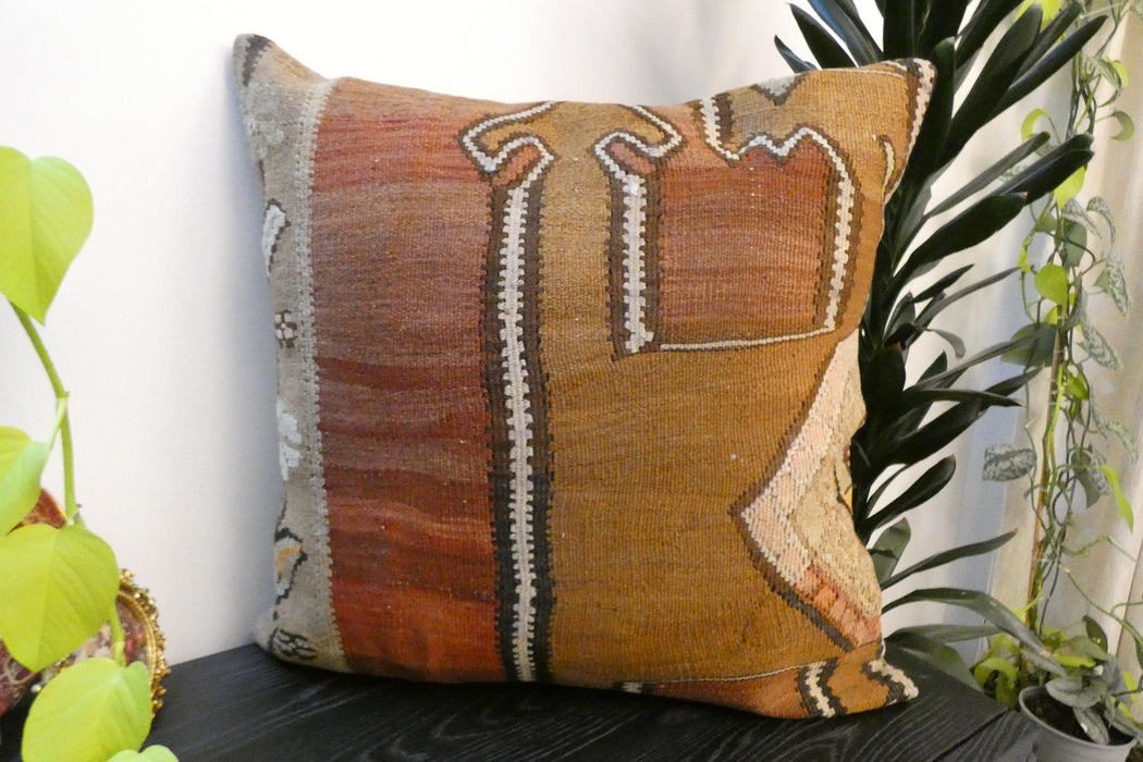 Handmade Turkish Kilim Cushion Cover 70 x 70cm with Insert | Original Anatolian Kilim | Organic Cotton Backing | TK26-C742- Rugs Direct 