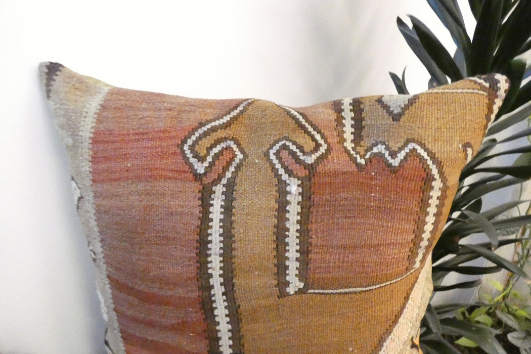 Handmade Turkish Kilim Cushion Cover 70 x 70cm with Insert | Original Anatolian Kilim | Organic Cotton Backing | TK26-C742- Rugs Direct 