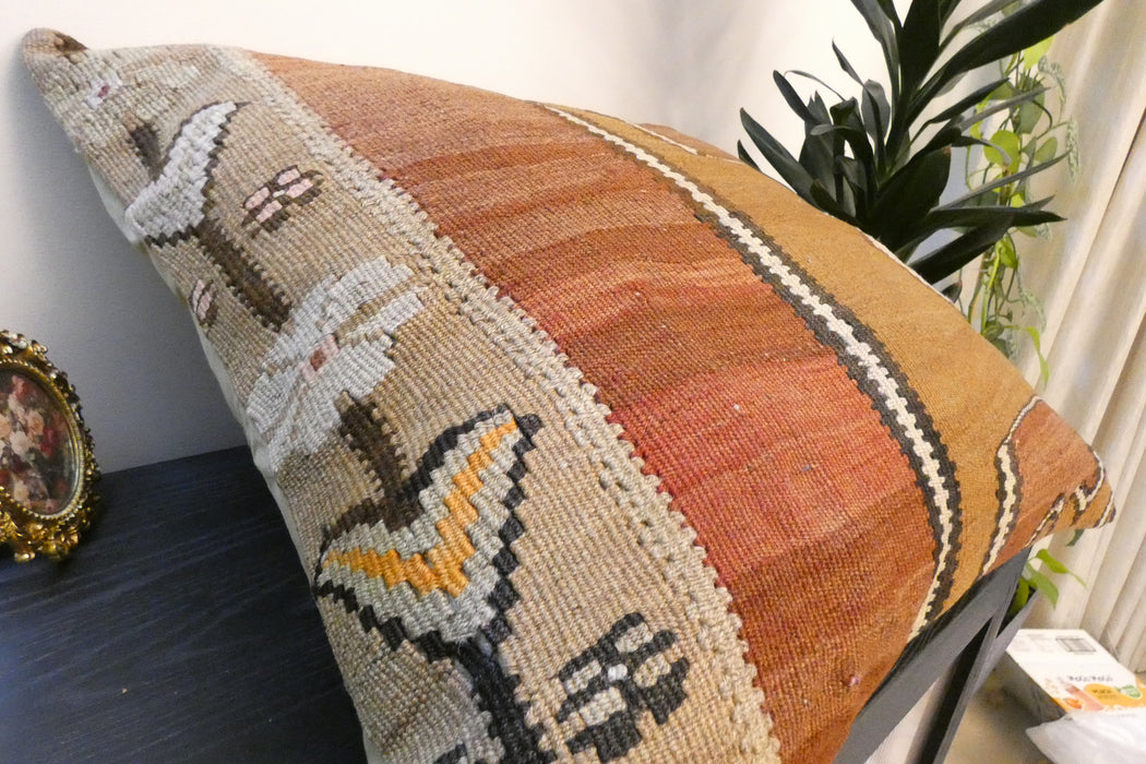 Handmade Turkish Kilim Cushion Cover 70 x 70cm with Insert | Original Anatolian Kilim | Organic Cotton Backing | TK26-C742- Rugs Direct 