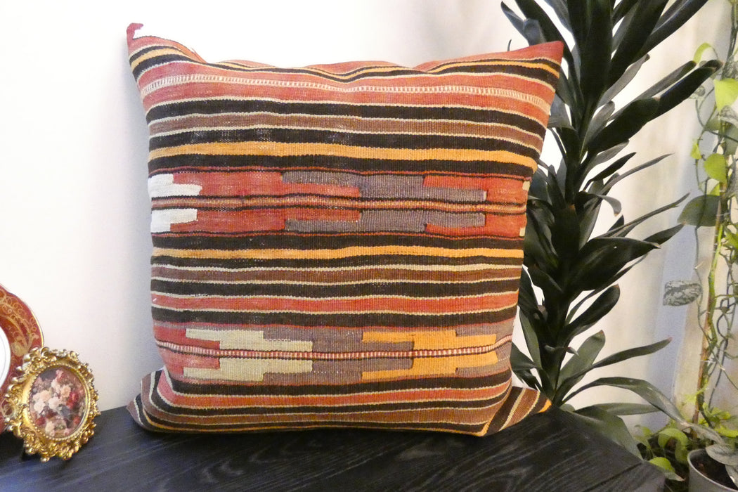 Handmade Turkish Kilim Cushion Cover 70 x 70cm with Insert | Original Anatolian Kilim | Organic Cotton Backing | TK26-C747- Rugs Direct 