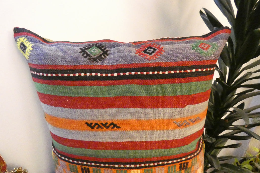 Handmade Turkish Kilim Cushion Cover 70 x 70cm with Insert | Original Anatolian Kilim | Organic Cotton Backing | TK26-C743- Rugs Direct 