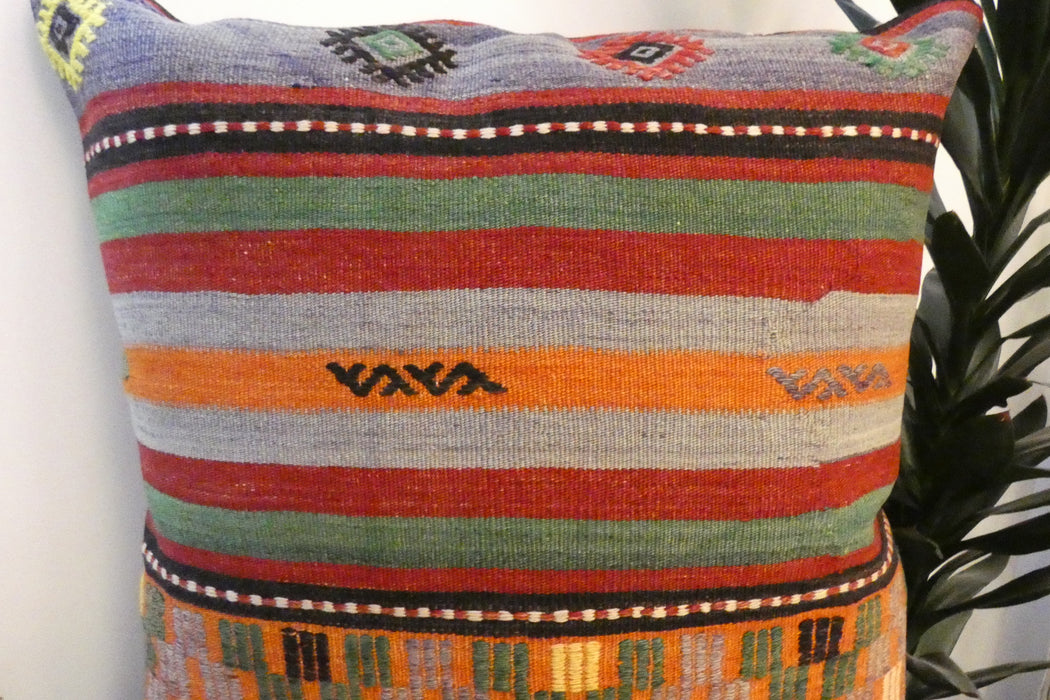 Handmade Turkish Kilim Cushion Cover 70 x 70cm with Insert | Original Anatolian Kilim | Organic Cotton Backing | TK26-C743- Rugs Direct 