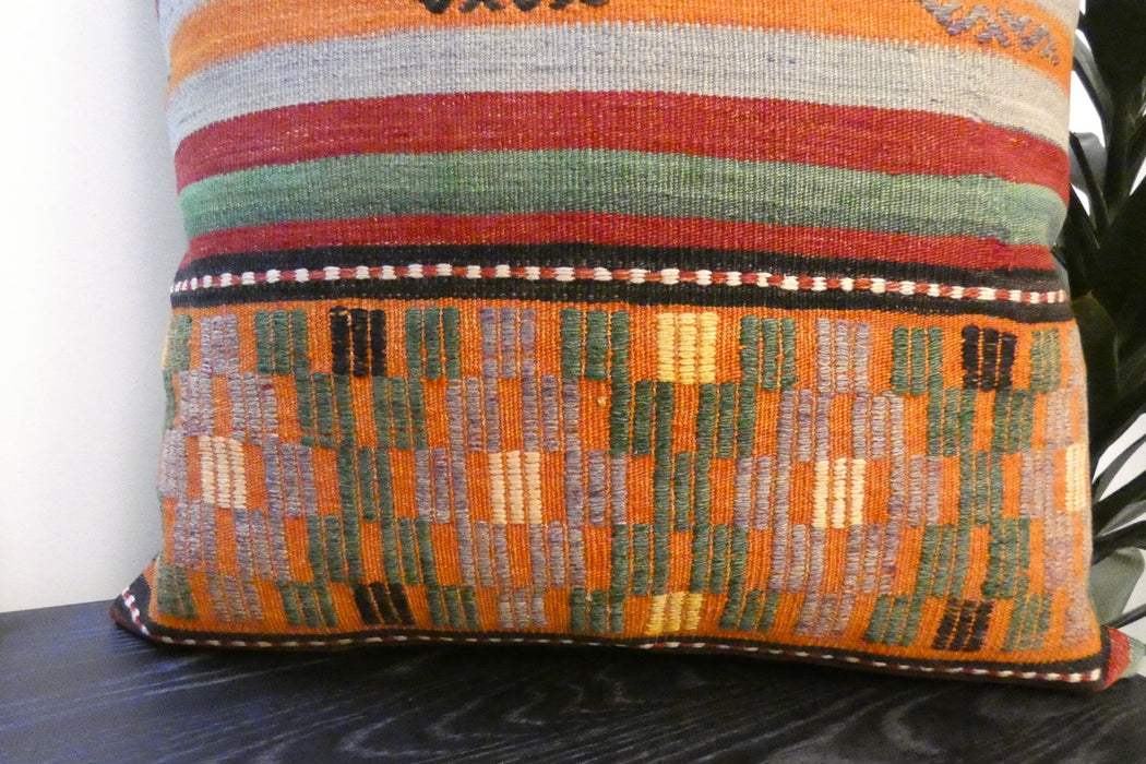 Handmade Turkish Kilim Cushion Cover 70 x 70cm with Insert | Original Anatolian Kilim | Organic Cotton Backing | TK26-C743- Rugs Direct 