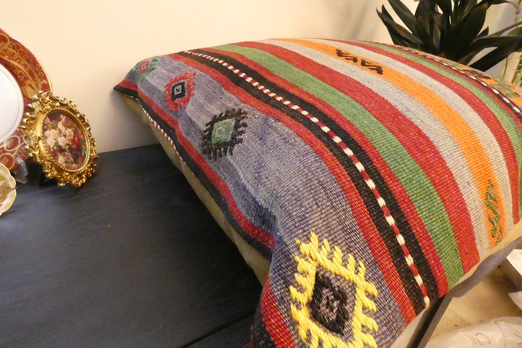 Handmade Turkish Kilim Cushion Cover 70 x 70cm with Insert | Original Anatolian Kilim | Organic Cotton Backing | TK26-C743- Rugs Direct 