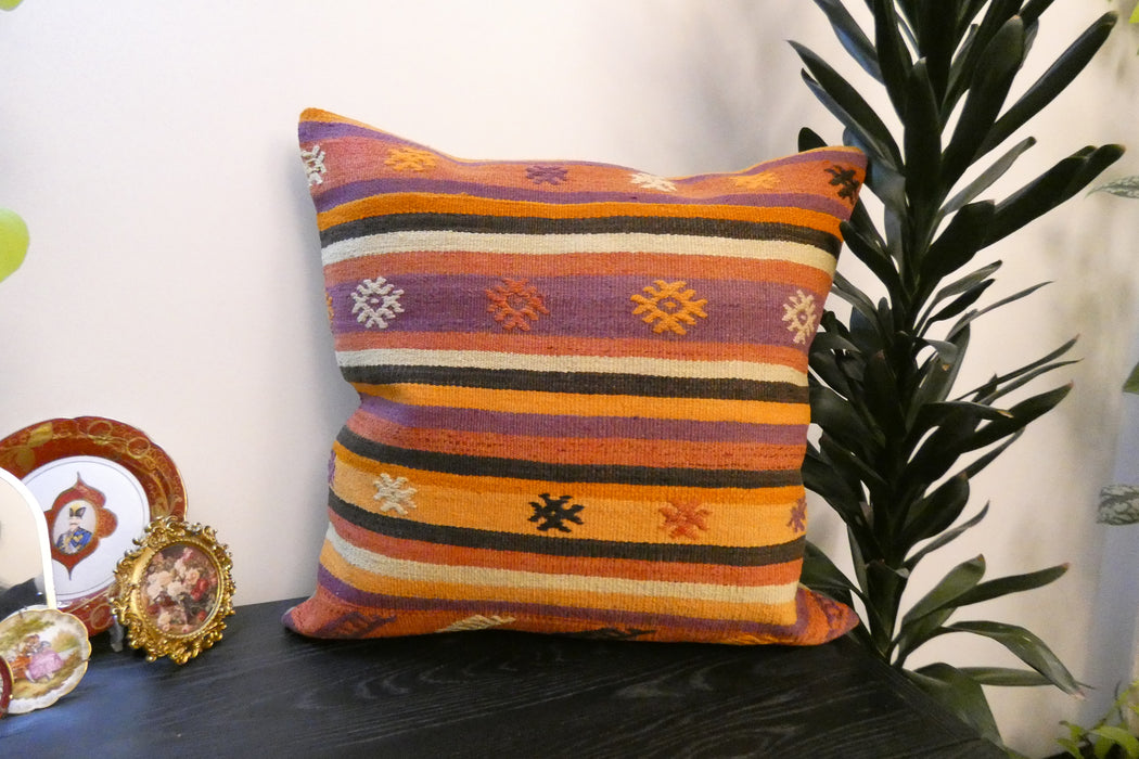 Handmade Turkish Kilim Cushion Cover 70 x 70cm with Insert | Original Anatolian Kilim | Organic Cotton Backing | TK26-C752- Rugs Direct 