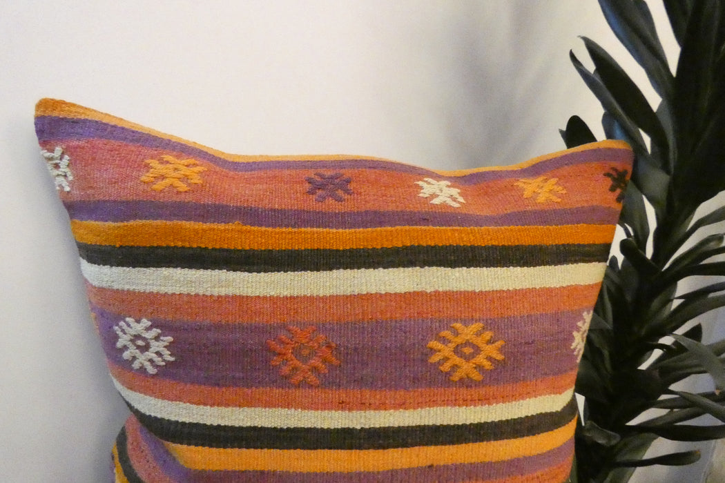Handmade Turkish Kilim Cushion Cover 70 x 70cm with Insert | Original Anatolian Kilim | Organic Cotton Backing | TK26-C752- Rugs Direct 