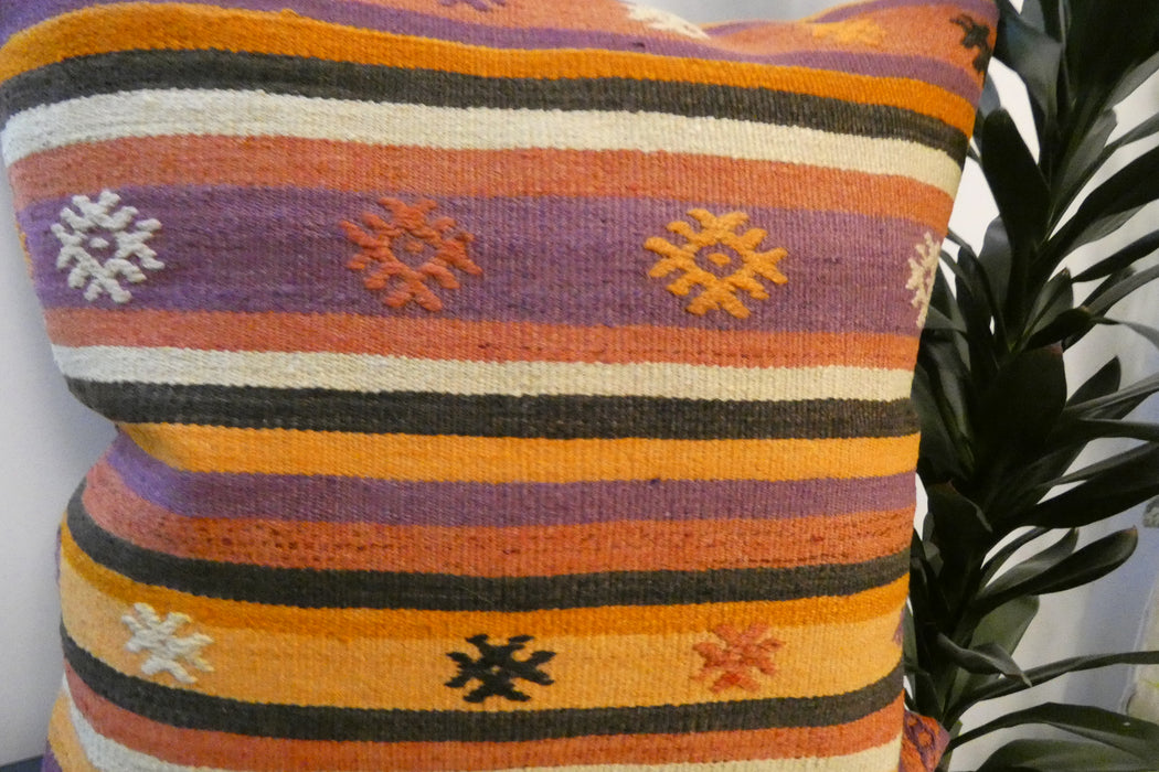 Handmade Turkish Kilim Cushion Cover 70 x 70cm with Insert | Original Anatolian Kilim | Organic Cotton Backing | TK26-C752- Rugs Direct 