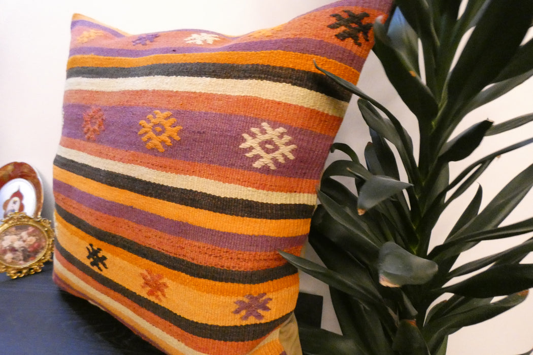 Handmade Turkish Kilim Cushion Cover 70 x 70cm with Insert | Original Anatolian Kilim | Organic Cotton Backing | TK26-C752- Rugs Direct 