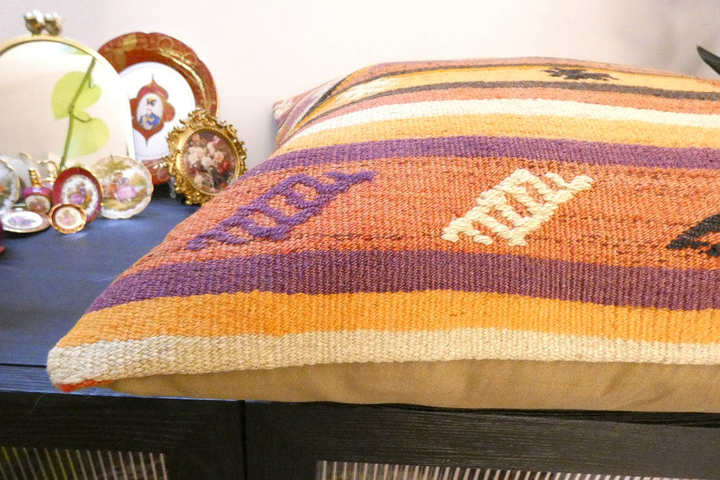 Handmade Turkish Kilim Cushion Cover 70 x 70cm with Insert | Original Anatolian Kilim | Organic Cotton Backing | TK26-C752- Rugs Direct 