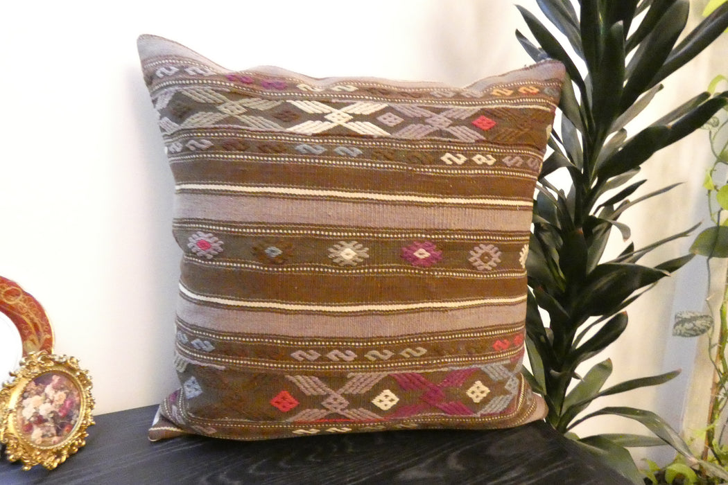 Handmade Turkish Kilim Cushion Cover 70 x 70cm with Insert | Original Anatolian Kilim | Organic Cotton Backing | TK26-C754- Rugs Direct 