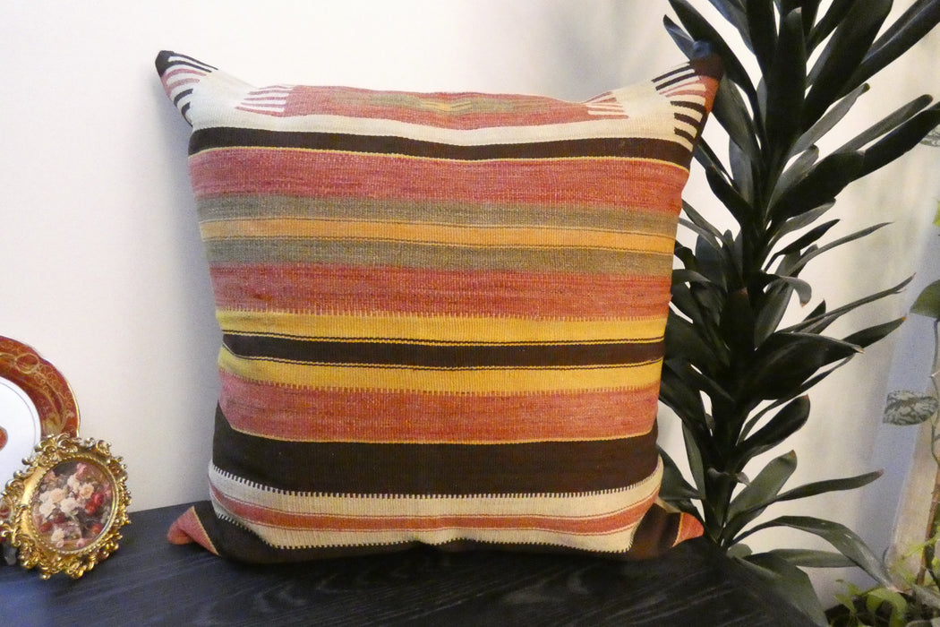 Handmade Turkish Kilim Cushion Cover 70 x 70cm with Insert | Original Anatolian Kilim | Organic Cotton Backing | TK26-C755- Rugs Direct 