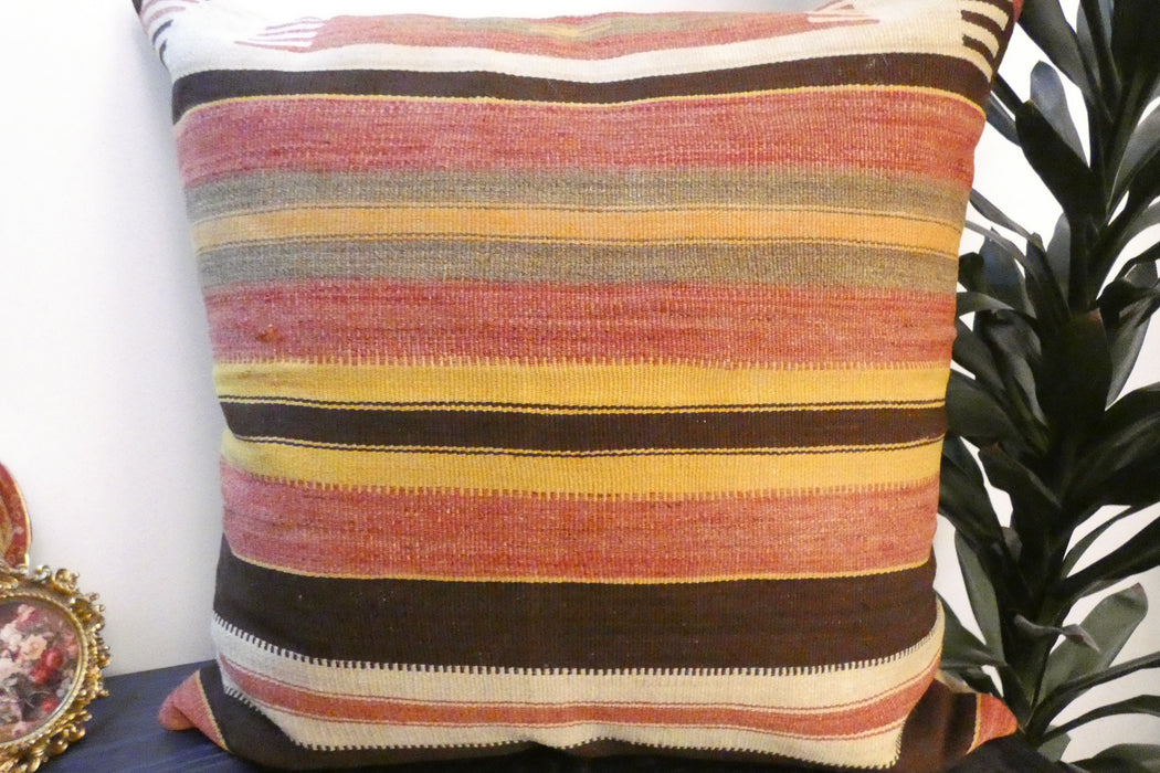 Handmade Turkish Kilim Cushion Cover 70 x 70cm with Insert | Original Anatolian Kilim | Organic Cotton Backing | TK26-C755- Rugs Direct 