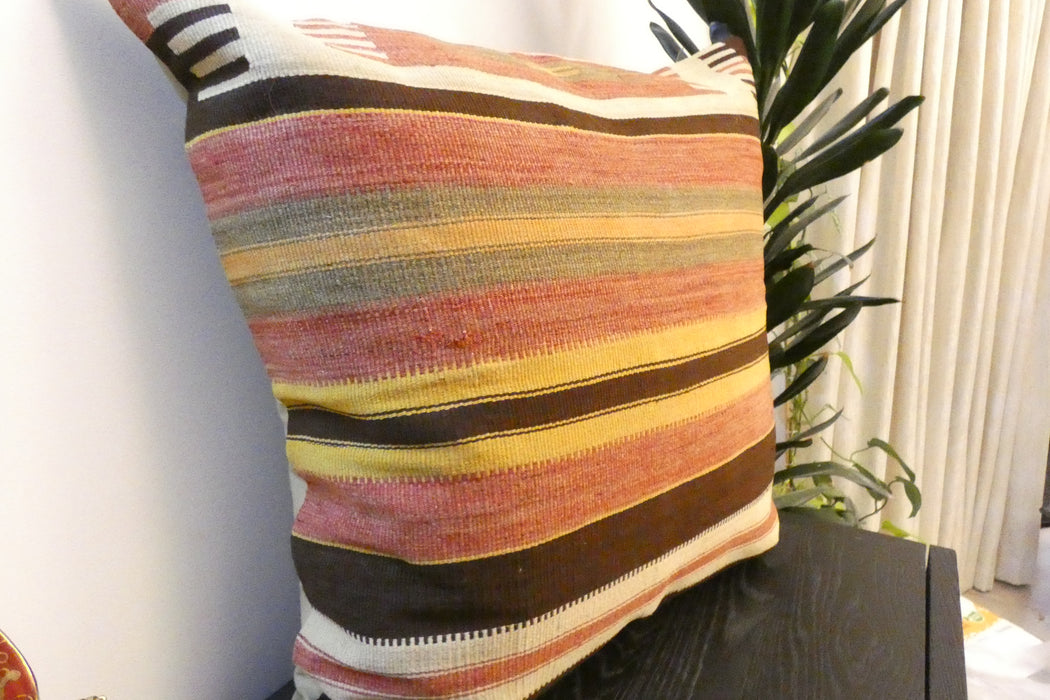 Handmade Turkish Kilim Cushion Cover 70 x 70cm with Insert | Original Anatolian Kilim | Organic Cotton Backing | TK26-C755- Rugs Direct 