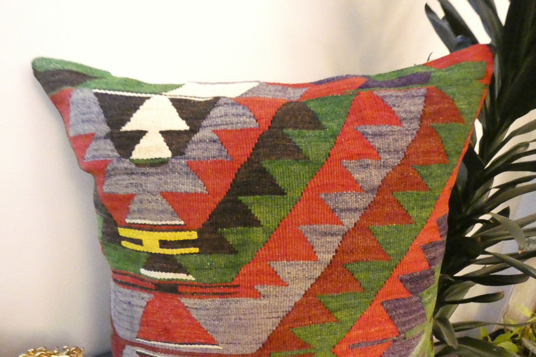 Handmade Turkish Kilim Cushion Cover 70 x 70cm with Insert | Original Anatolian Kilim | Organic Cotton Backing | TK26-C737- Rugs Direct 