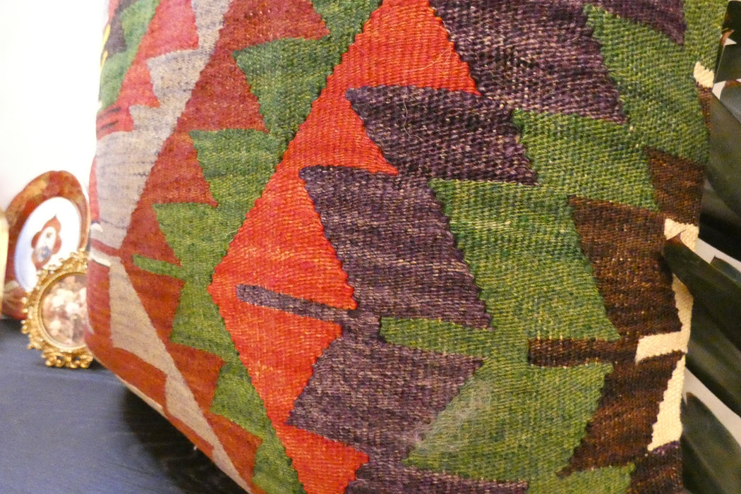 Handmade Turkish Kilim Cushion Cover 70 x 70cm with Insert | Original Anatolian Kilim | Organic Cotton Backing | TK26-C737- Rugs Direct 