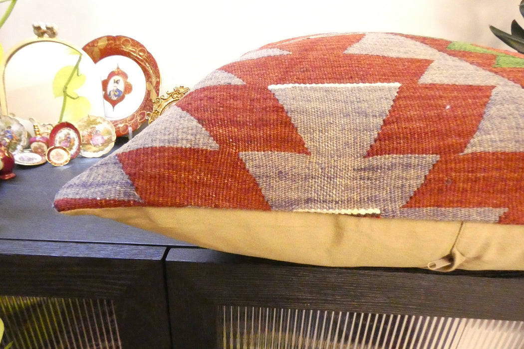 Handmade Turkish Kilim Cushion Cover 70 x 70cm with Insert | Original Anatolian Kilim | Organic Cotton Backing | TK26-C737- Rugs Direct 