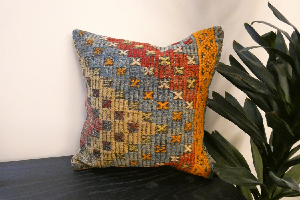 Handmade Turkish Kilim Cushion Cover 40 x 40cm with Insert | Original Anatolian Kilim | Organic Cotton Backing | TK26-C765- Rugs Direct 