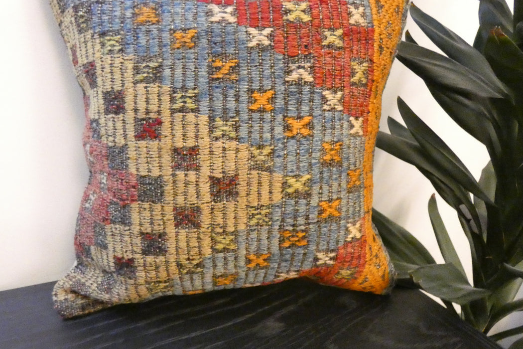 Handmade Turkish Kilim Cushion Cover 40 x 40cm with Insert | Original Anatolian Kilim | Organic Cotton Backing | TK26-C765- Rugs Direct 