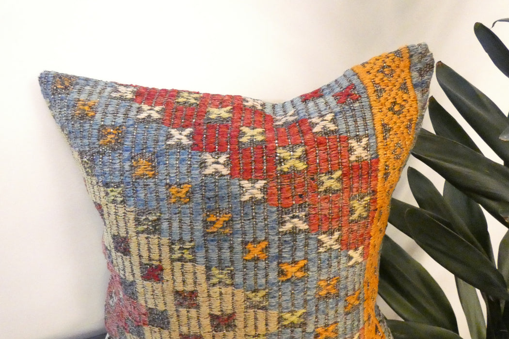 Handmade Turkish Kilim Cushion Cover 40 x 40cm with Insert | Original Anatolian Kilim | Organic Cotton Backing | TK26-C765- Rugs Direct 